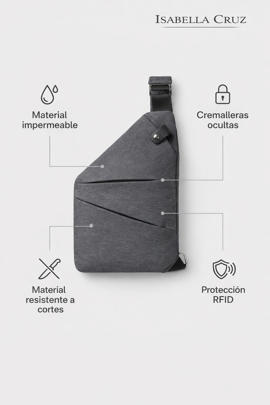 Adrián | Bolso bandolera antirrobo impermeable | Seguridad urbana