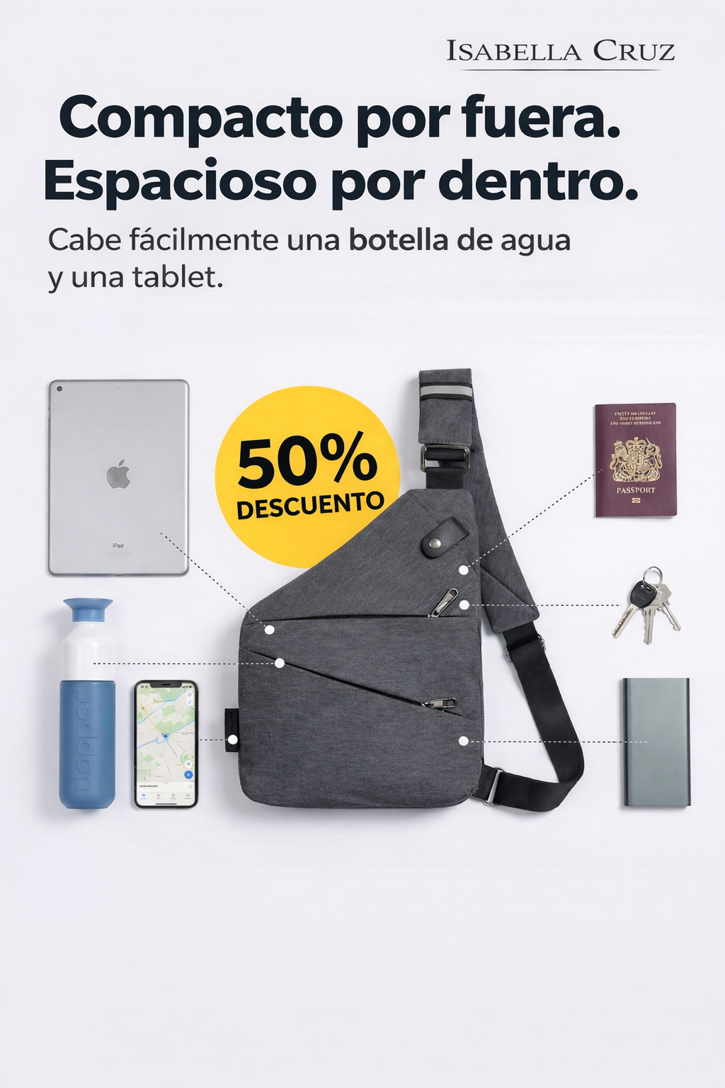 Adrián | Bolso bandolera antirrobo impermeable | Seguridad urbana