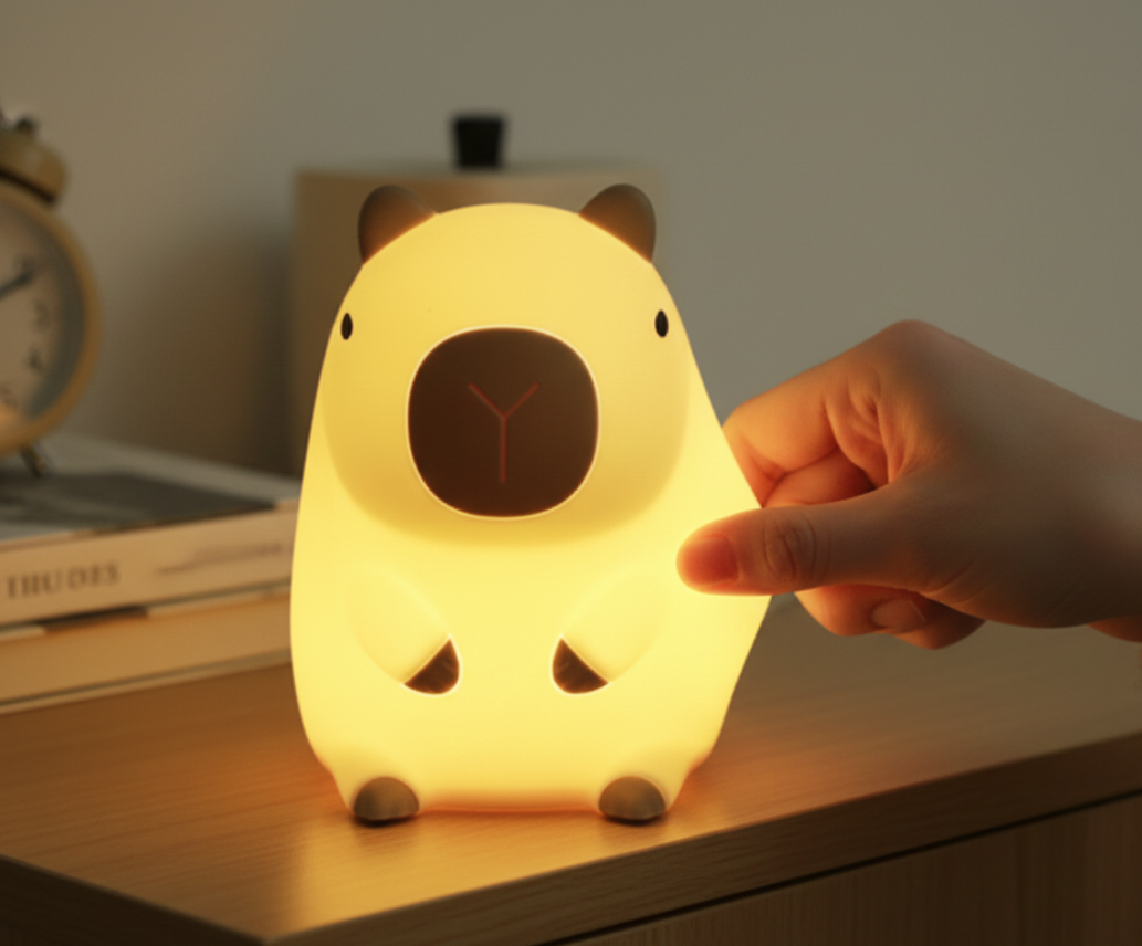 Lámpara nocturna CapIbara de silicona - Lámpara LED recargable para la habitación infantil