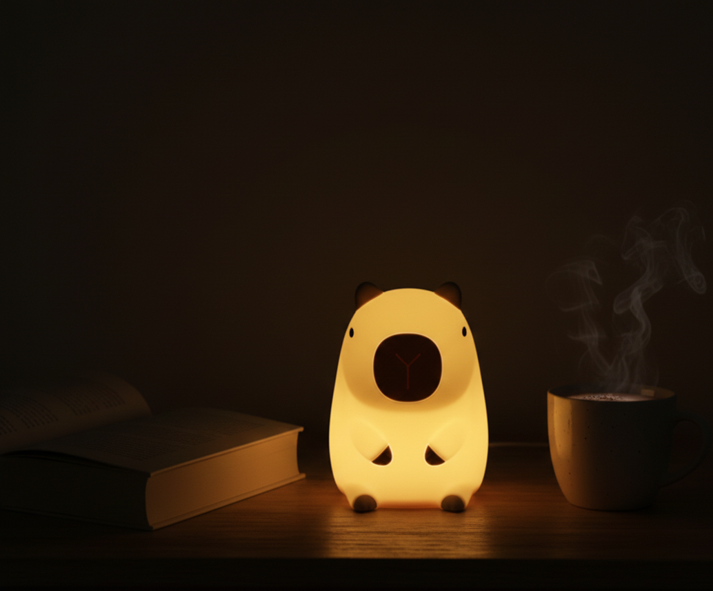 Lámpara nocturna CapIbara de silicona - Lámpara LED recargable para la habitación infantil